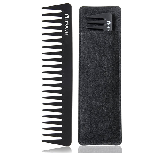 601 Black Carbon Wide Tooth Comb Detangling Comb Detangler Hair Comb for Long Wet Hair Hair Straighten Curly Hair 230℃ Heat Resistan